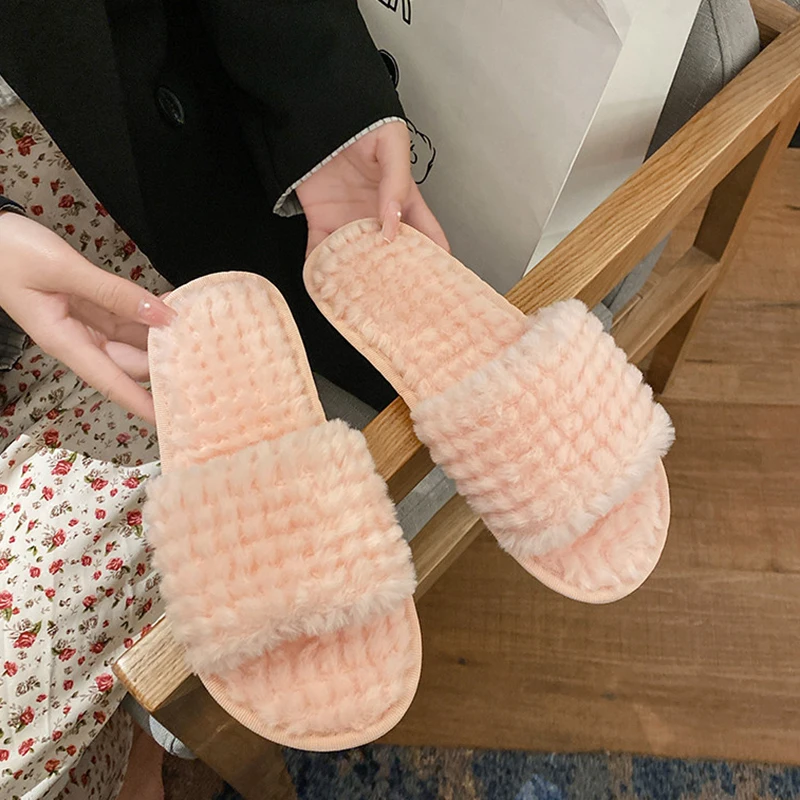 

Fur Shoes Slippers Soft Slides Slipers Women Fashion Low Plush Comfort Massage 2021 Luxury Flat Rome Basic with fur Fabric Short