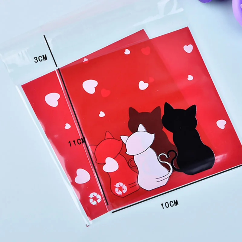 100 шт Подарочная черно белая сумка с рисунком кота вечерние сумки упаковка для