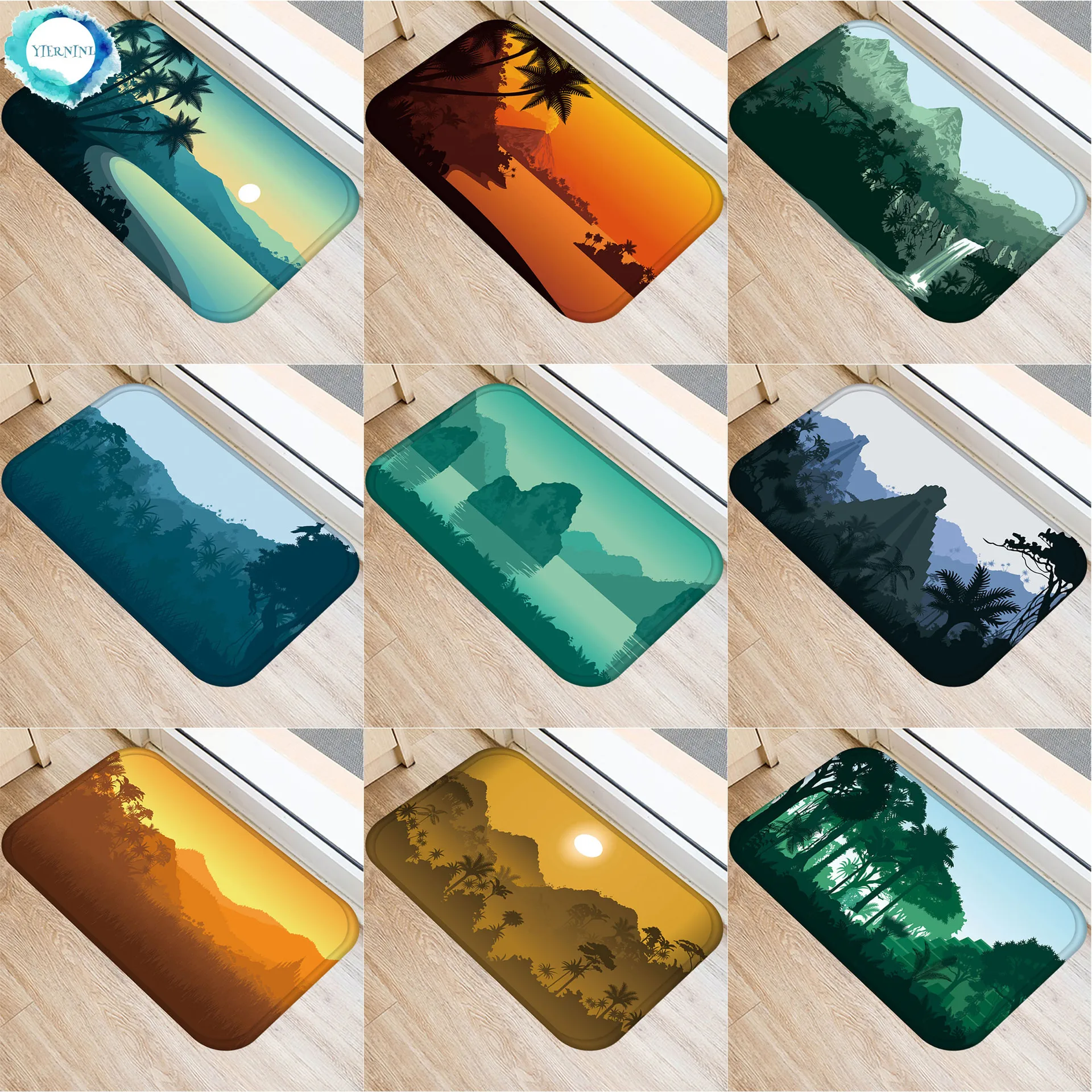 1 шт. мультяшный горный Придверный коврик кокосовое дерево для ванной кухонный