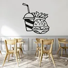Виниловые наклейки для стен с изображением гамбургера, колы, картофеля фри, ресторана, столовой, магазина, стекла, декоративные наклейки Z785