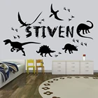 Динозавр на заказ Ваше имя T-Rex настенные наклейки Детские фотообои для спальни для детей девочек мальчиков подростков Декор для комнаты HY692