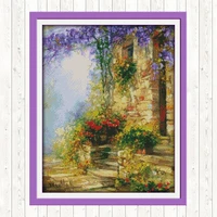 flower path dmc cotton thread printed canvas 14ct 11ct counted and stamped cross stitch kit embroidery kit diy needlework crafts