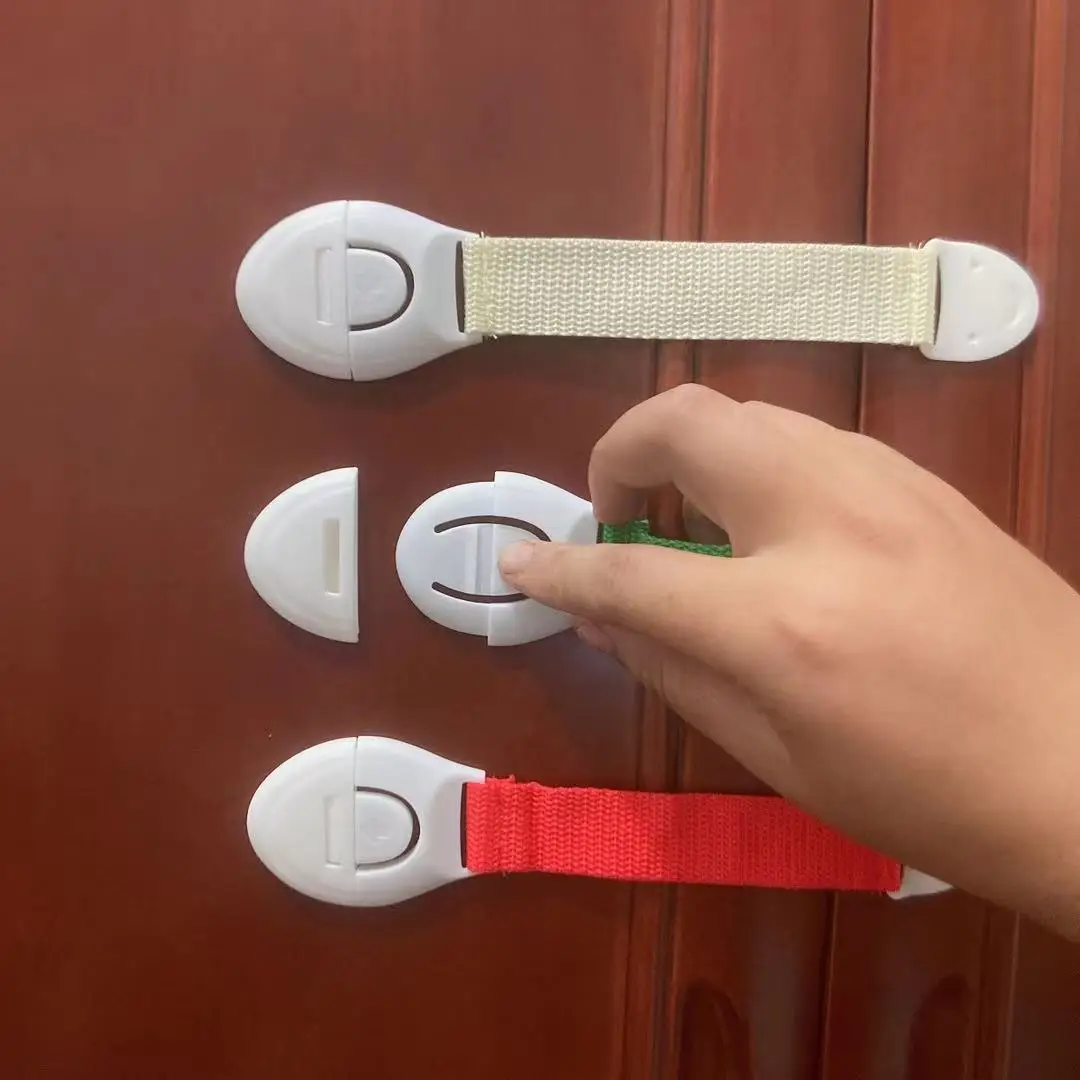10 unids/lote caj&oacute;n del Gabinete de la puerta beb&eacute; protecci&oacute;n armario ba&ntilde;o cerraduras de seguridad de los ni&ntilde;os del beb&eacute; de seguridad pl&aacute;stico cerraduras correas-0