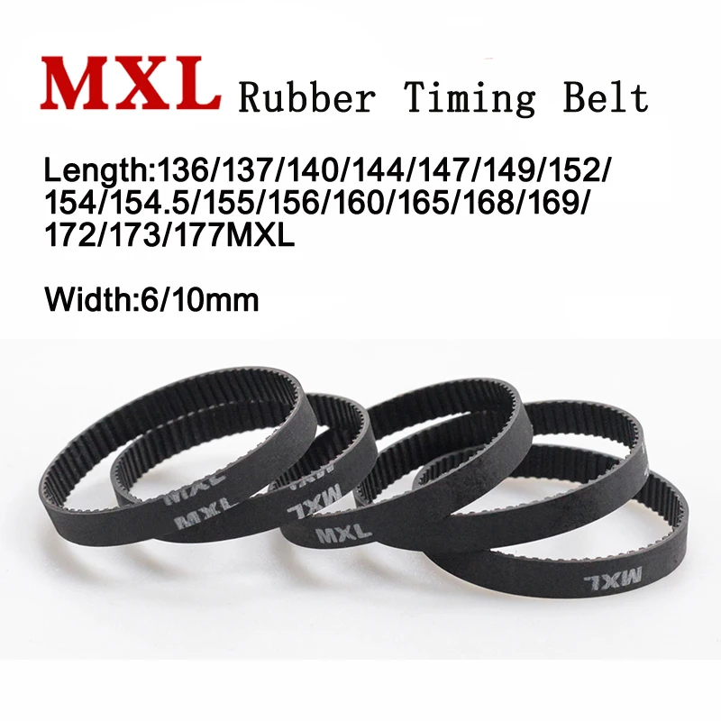 

5pcs MXL Rubber Timing Belt Synchronous Drive Belts 136/137/140/144/147/160/165/168/169/172/173/177MXL Trapezoidal Small Toothed