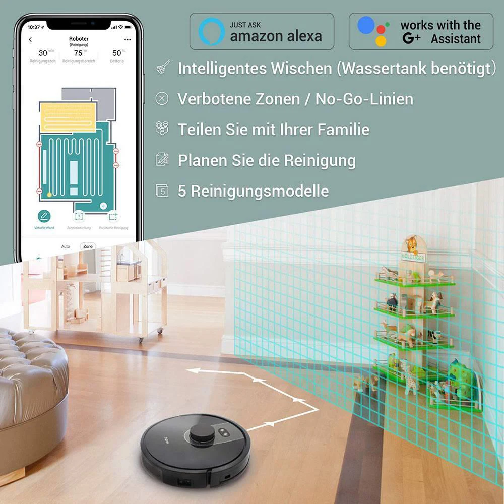 Робот пылесос 2 в 1 уборочный умный робот LDS пылесборник Alexa Google Home Голосовое