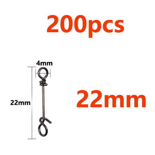 200pcs 22mm 200 шт., нержавеющая сталь, супер сильные зажимы для рыбалки в соленой воде, зажимы для быстрой приманки, аксессуары для крючков - Цвет: 200pcs 22mm