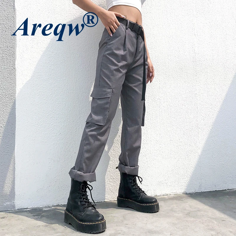 Suit Pants Women 2021 Spring New Women's Pants Street Fashion Tooling Pocket Straight Leg Pants Women High Waist Casual Trousers