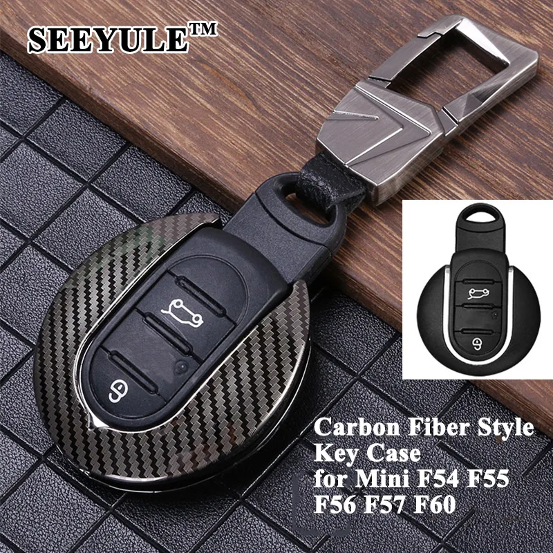 

1 шт. SEEYULE чехол для автомобильного ключа из углеродного волокна, защитный чехол, аксессуары для BMW Mini Cooper S One F54 F55 F56 F57 F60
