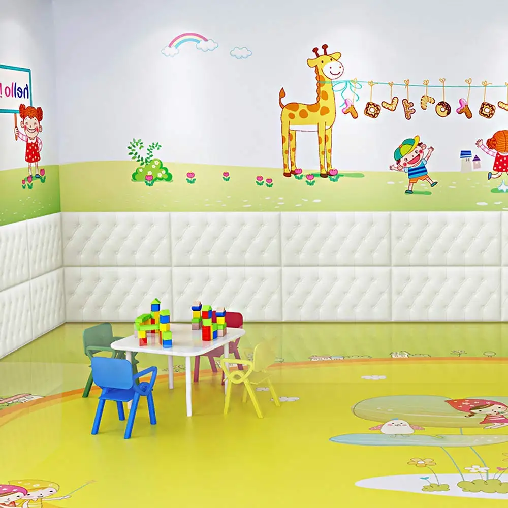 Кожаный узор цвета слоновой кости PE пена для гостиной настенная бумага 3D палка и