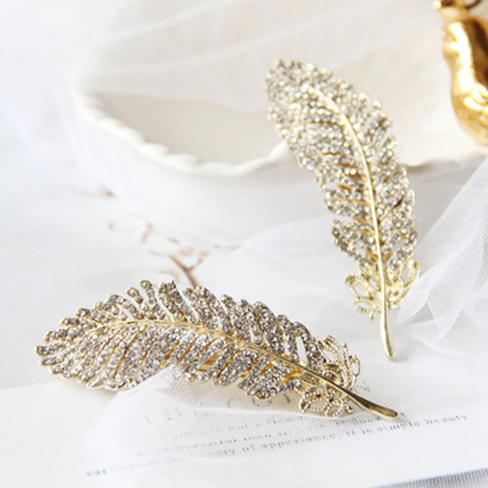 

1PC Women Leaf Feather Gold Silver Hair Clip Princess Hairpin Barrette Headdress Hair Accessories Wholesale