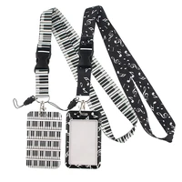 yl205 musical note piano print keychain ribbon lanyards for keys id card badge holder straps hanging rope lariat kids gifts