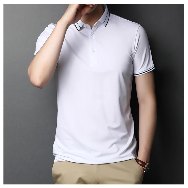 

high levels cotton clothes tops mens short sleeve simple black white Men polo shirt MT03