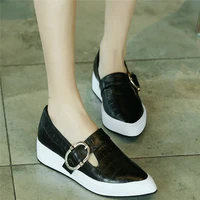 2022 low top loafers women genuine leather pumps shoes female pointed toe platform oxfords shoes casual shoes wedges mary janes