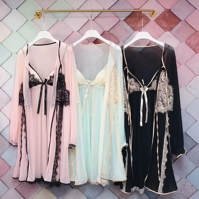 2020 летний кружевной прозрачный шифоновый комплект из двух предметов с нагрудной