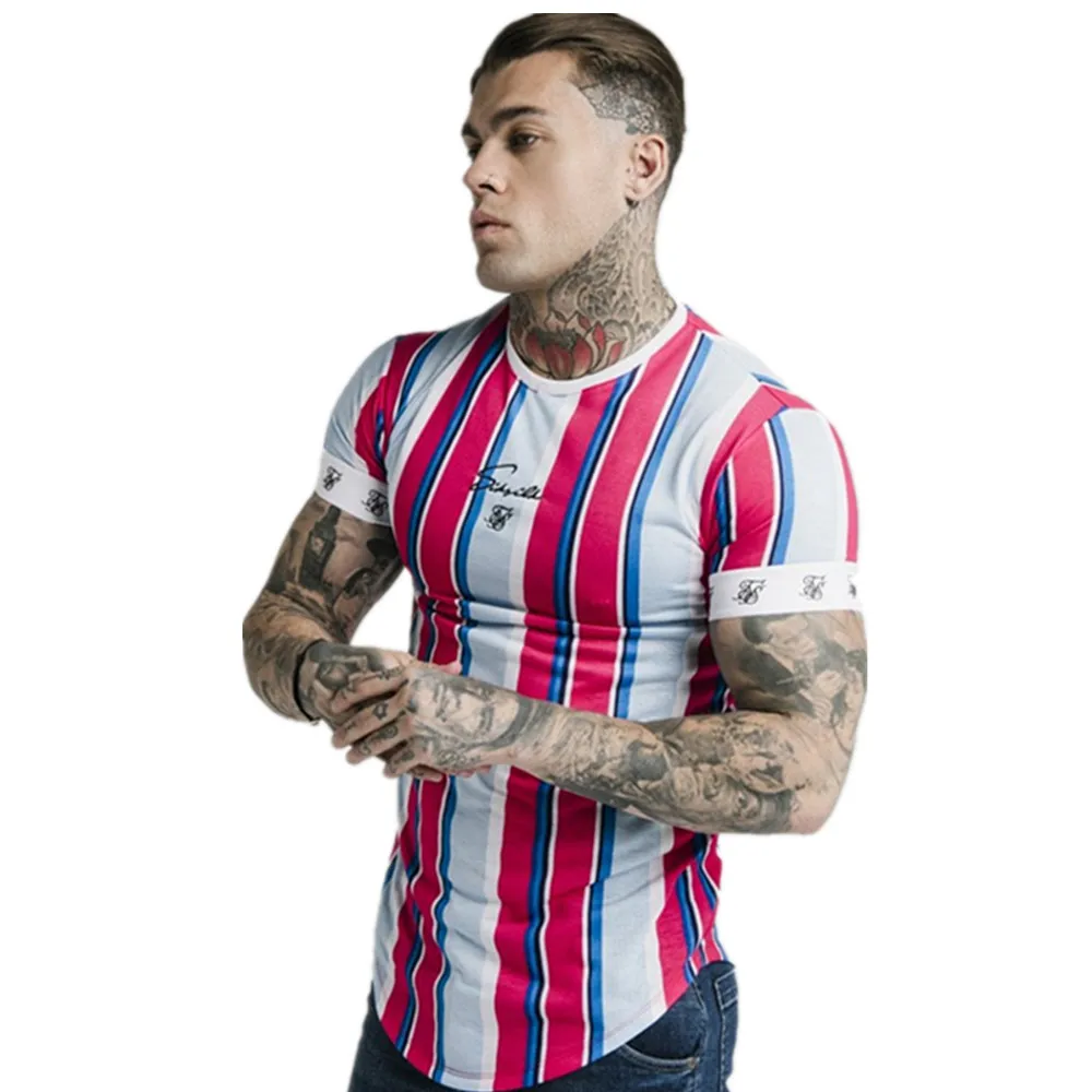 European and american Hip hop style classic stripes t shirts 2019 Trends men fitness short sleeve printing tee brand sportswears | Мужская