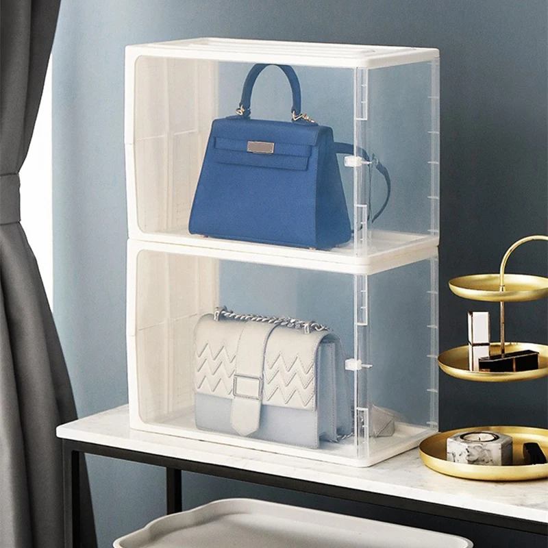 Kopen 2 Stuks Transparante Handtas Opbergdoos Plastic Schoenendoos Stofdichte Tas Opbergkast Stapelbaar Laarzen Sneakers Organizer