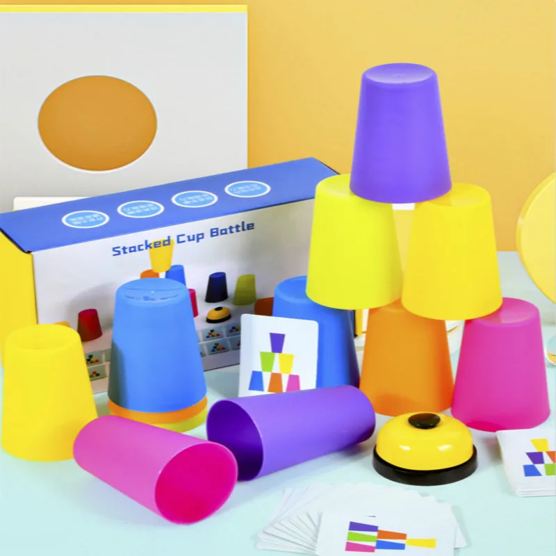 

Funny Stacking Cup Logical Thinking Training Toy Stacking Ring Tower Montessori Stacked Cup Battle Toy For Preschool Children