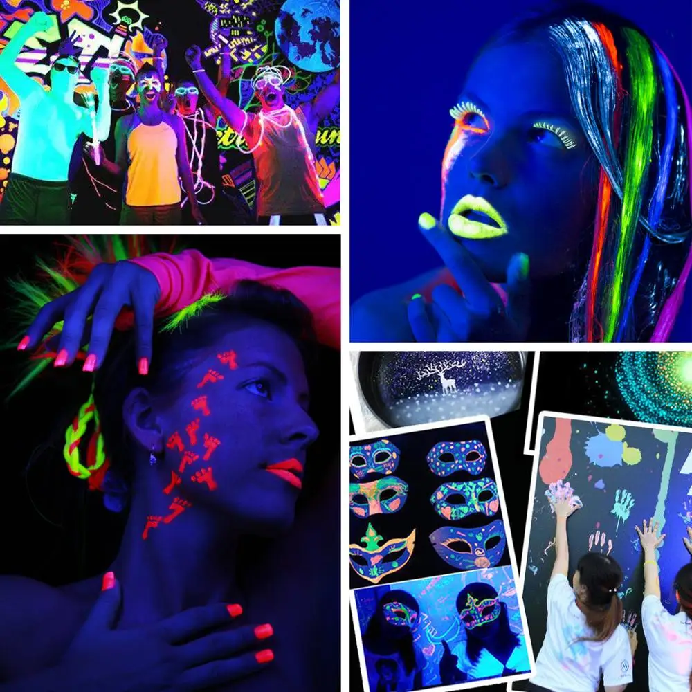 Пигментный Порошок Biutee 12 цветов светящийся в темноте с УФ лампой неоновая краска