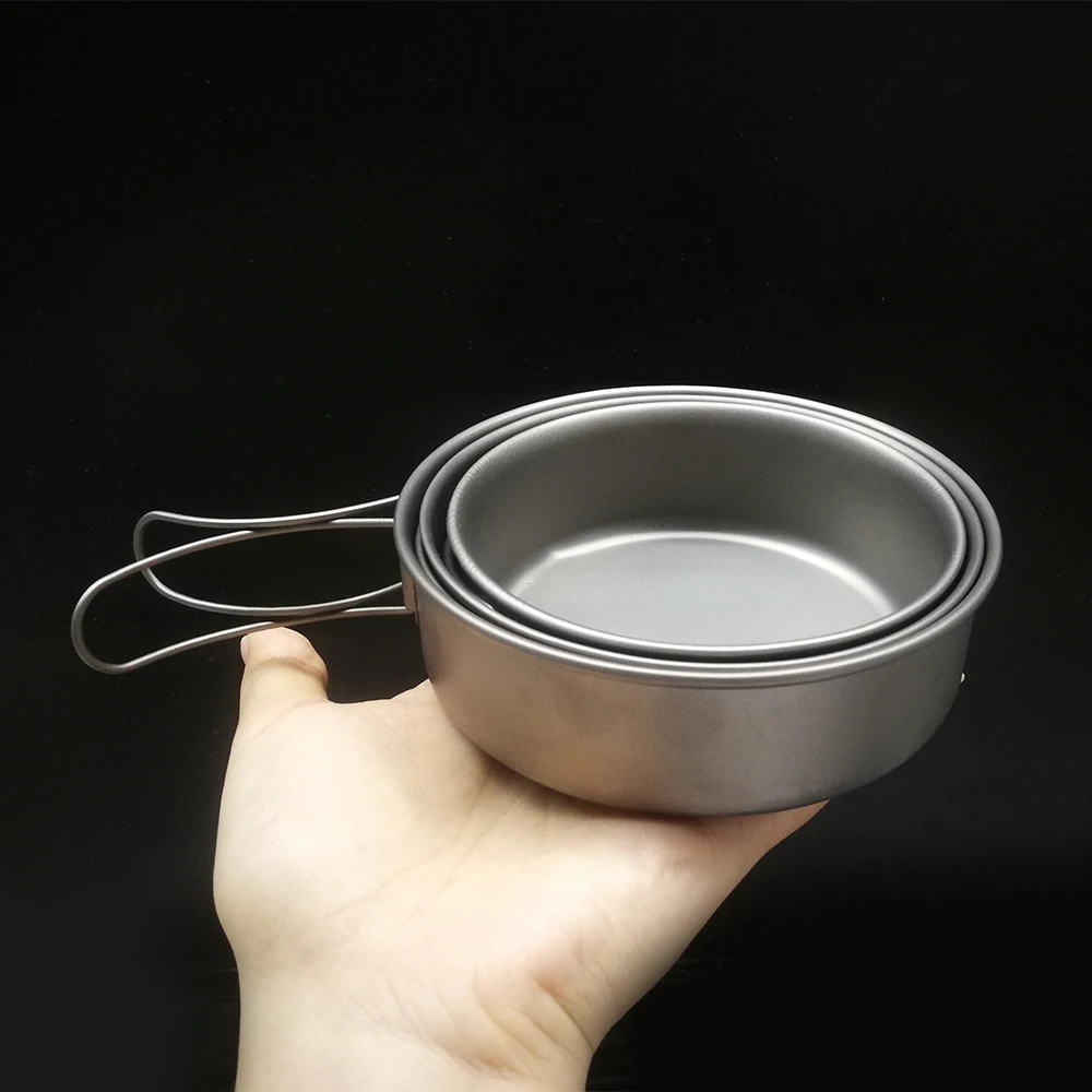 Набор посуды Lixada титановая со складными ручками 3 предмета | Спорт и развлечения