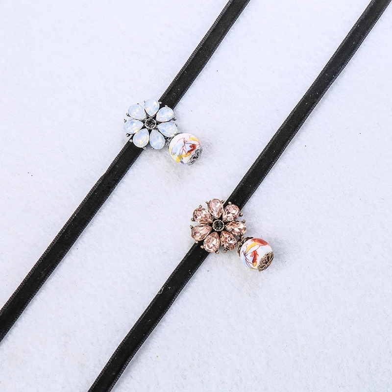 Изысканный двухцветный Кристалл Цветочный узор керамический шар кулон колье