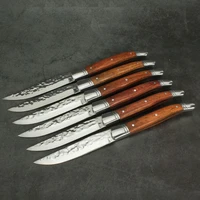 new arrival hammer blade laguiole steak knife with rose wood and bolster handle knives steak knife set