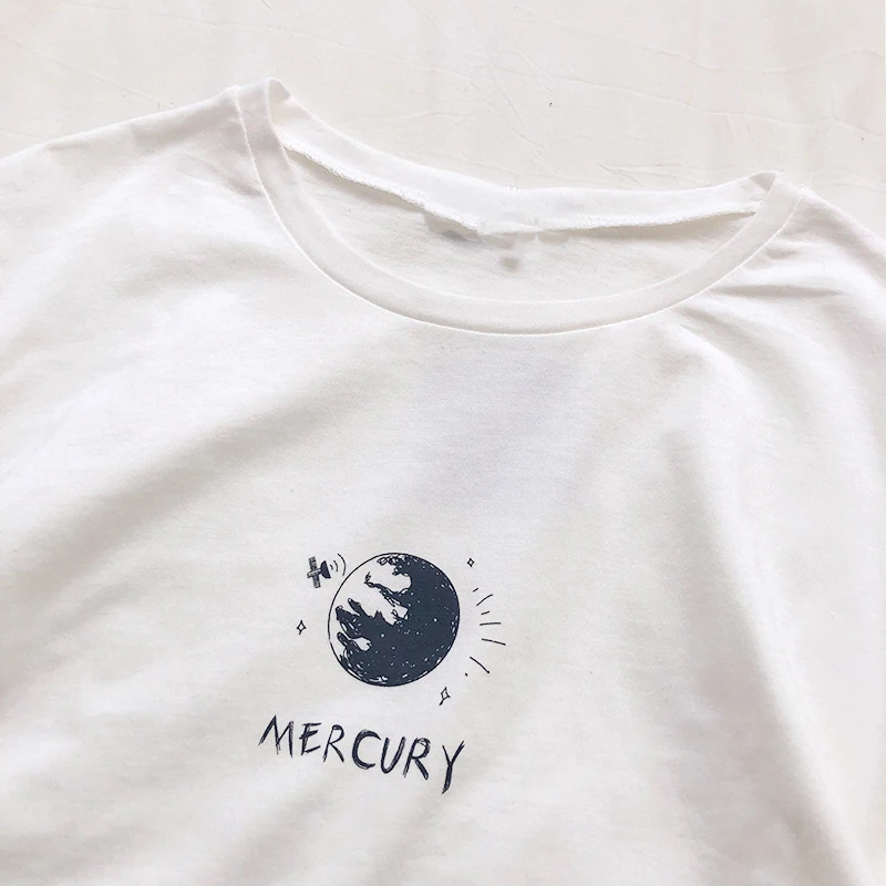 Футболка для девочек с изображением Юпитера Меркурия Сатурна корейская детская