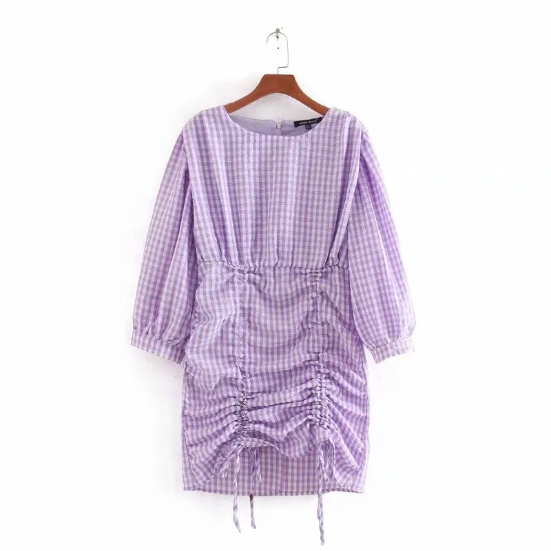 Ms CC9613 женское платье vestidos de verano летнее новое клетчатое с длинными рукавами |