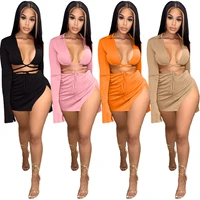 new 2022 women side split mini midi skirts suit and lace up mini shirt tops beach holiday sexy matching two 2 piece set outfits