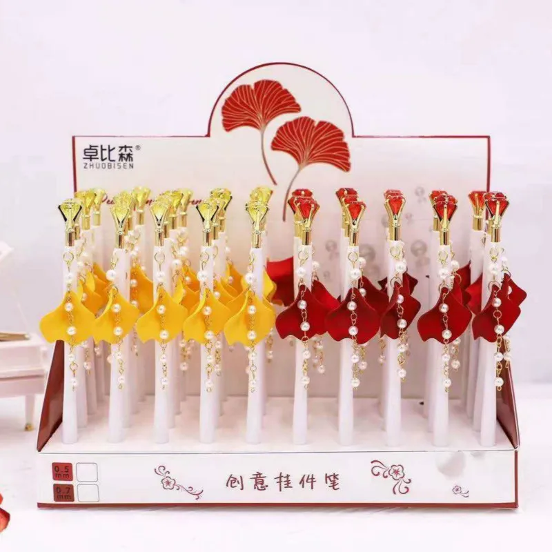 

2021 New ginkgo Pendant Automatic Pencil Flower Press Mechanical Pencil Girl Heart Student Activity Pen Children Writing Tools
