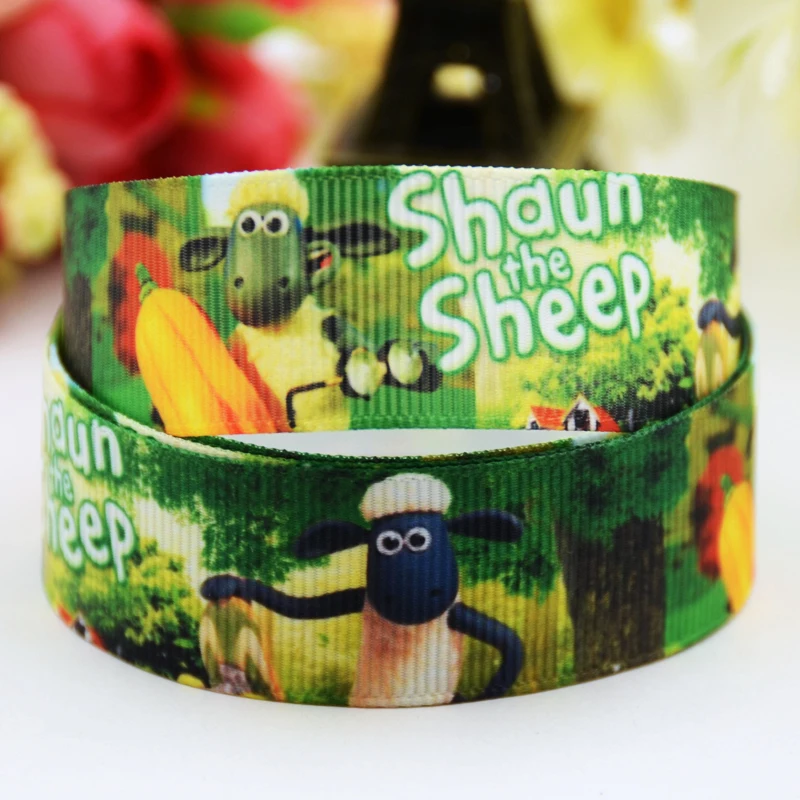 

22 мм 25 мм, 38 мм, 75 мм овца принт с персонажами мультфильмов, корсажная лента вечерние украшения атласная лента 10 ярдов X-00853