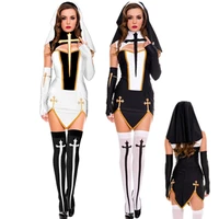 sexy nun costume adult women religious sister cosplay dress with hoodsocks gloves for halloween party fancy dress
