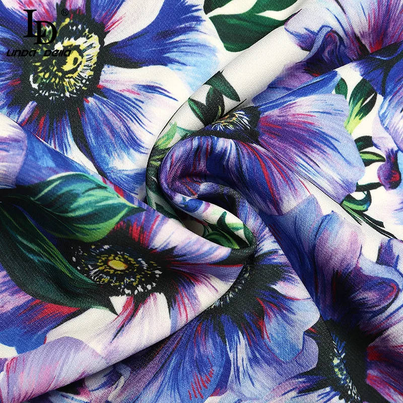 

LD LINDA DELLA Fashion Runway Summer Dress Women Elegant Sleeveless Slim Lace Short Dress Vacation A-line Ladies Mini Dress