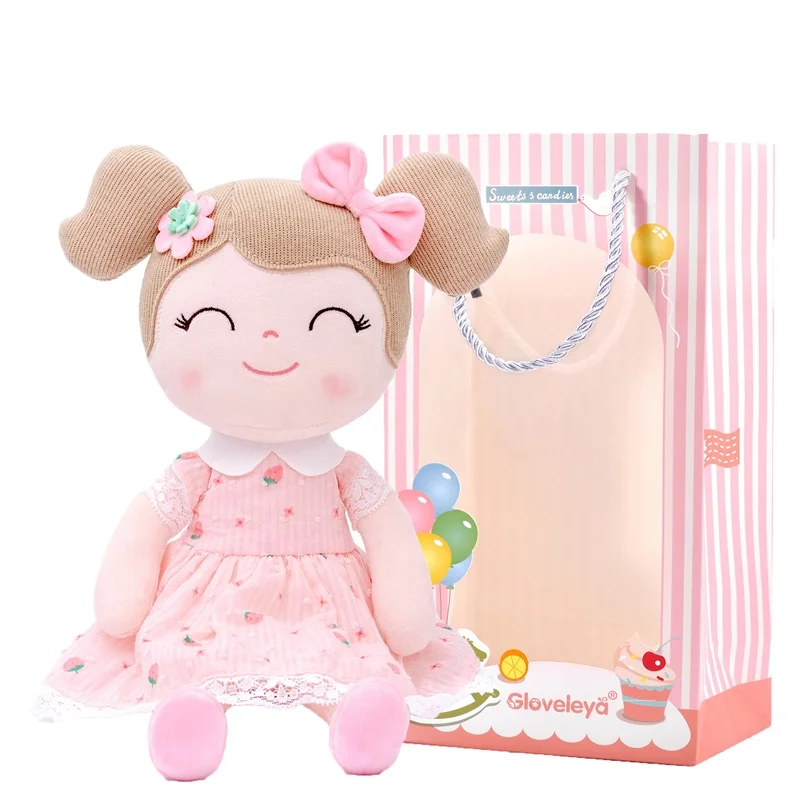 Pink-With box Плюшевые куклы Gloveleya, Весенняя кукла для девочек, подарки, куклы из ткани клубники, Детская тряпичная кукла, плюшевые игрушки Kawaii - Цвет: Pink-With box