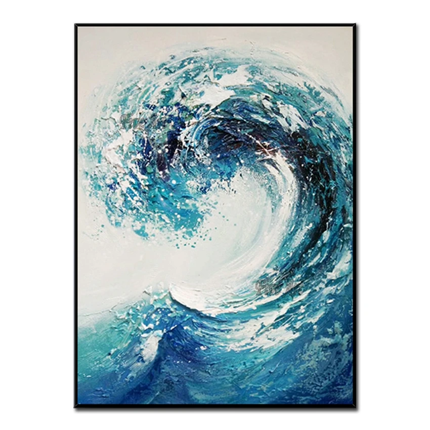 

Sea Wave Art Hand Painted Abstract Oil Paintings On Canvas Modern Wall Pictures For Living Room Home Decoration No Frame
