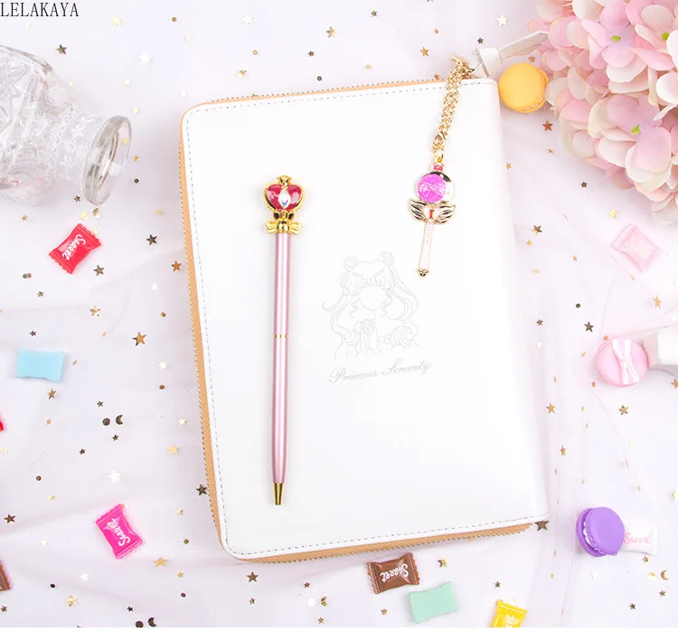 

Sailor Moon sakura Action Figure printed Pu Leather Book Case Cover Lovely Moon Pen dairy Book Set girl's Gift Notebook handbook