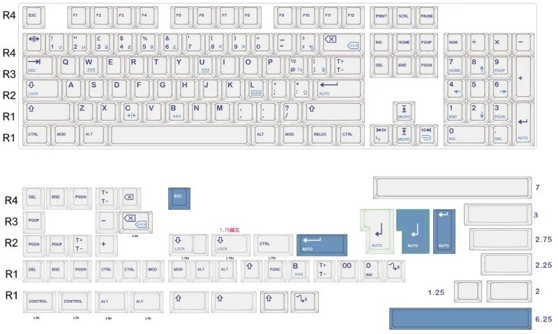 Keebox Shenpo винтажные Серые Синие PBT красящие клавиши SUB колпачки вишневого профиля
