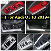 door armrest window lift button switch control panel cover trim for audi q3 f3 2019 2022 carbon fiber interior accessories
