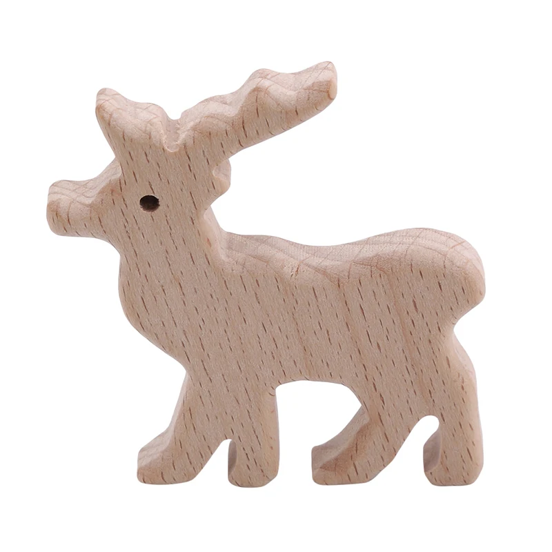 

Lovely Cartoon Wood Teether 1Pc Pure Natural Animal Shaped Baby Teething Nursing Beech Teether Baby Girl DIY Pendant Toy