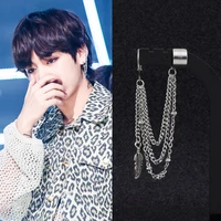 celebrity inspired stainless steel chain men and women earrings korean feather leaves single earrings wholesale