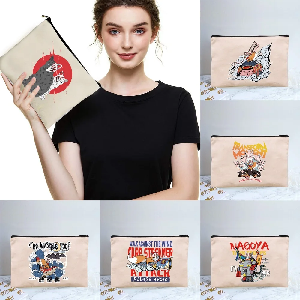 

Zipper Cosmetic Bag Women Makeup Bagi Outdoors Casual Mask Print Carrying Travel Portable Storage Toiletry Essential Coin Purse