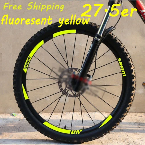27.5er Fluo Yellow MTB обода колеса наклейки для горный велосипед замена Светоотражающие Fluo Гонки Велоспорт грязи виниловые обода наклейки - Цвет: 27.5er Fluo Yellow