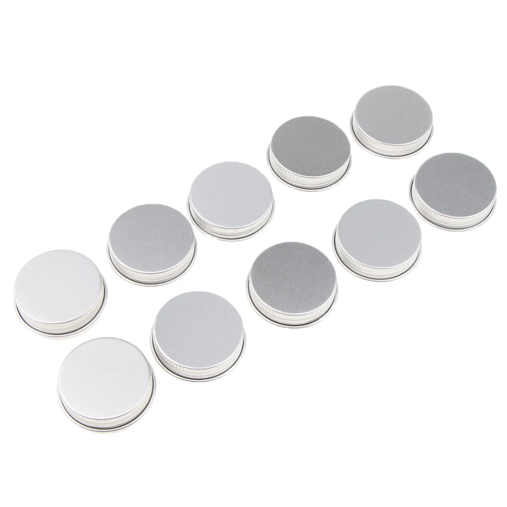 

10x Empty Aluminium Cosmetic Pot Jar Tin Container Cream Balm Container Set
