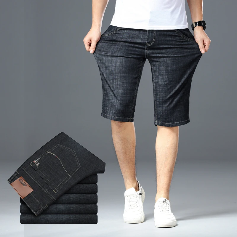 

Big Size 40 42 44 46 Men Denim Shorts 2021 Summer New Fashion Business Elastic Slim Short for Jeans Male Brand Clothes