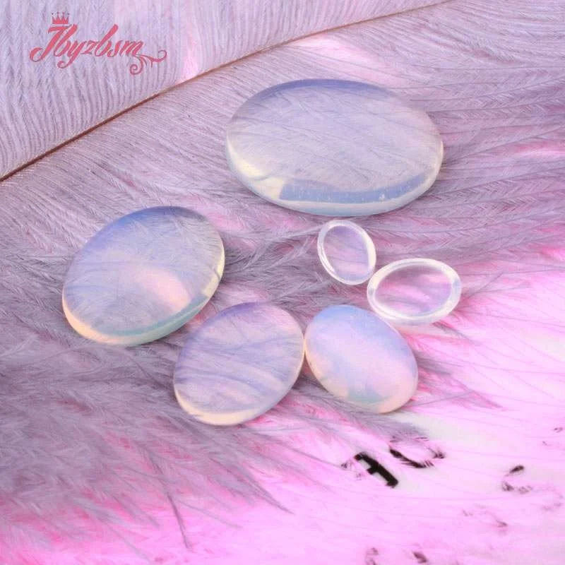 

Natural Oval Coin Opal Beads CAB Cabochon Flatback Dome Undrilled Stone Beads For DIY Pandandt Earring Ring Jewelry Making 5pc