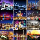 5D DIY алмазная живопись камни в форме ромба круглый пейзаж ночного города с ручной вышивкой в виде мозаики Стразы Современное украшение для дома
