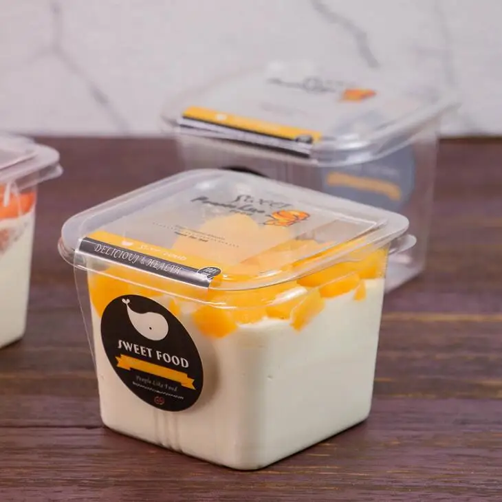 

Clear Cake Box Transparent Square Mousse Plastic Cupcake Boxes With Lid Yoghourt Pudding Wedding Party Supplies LX1827