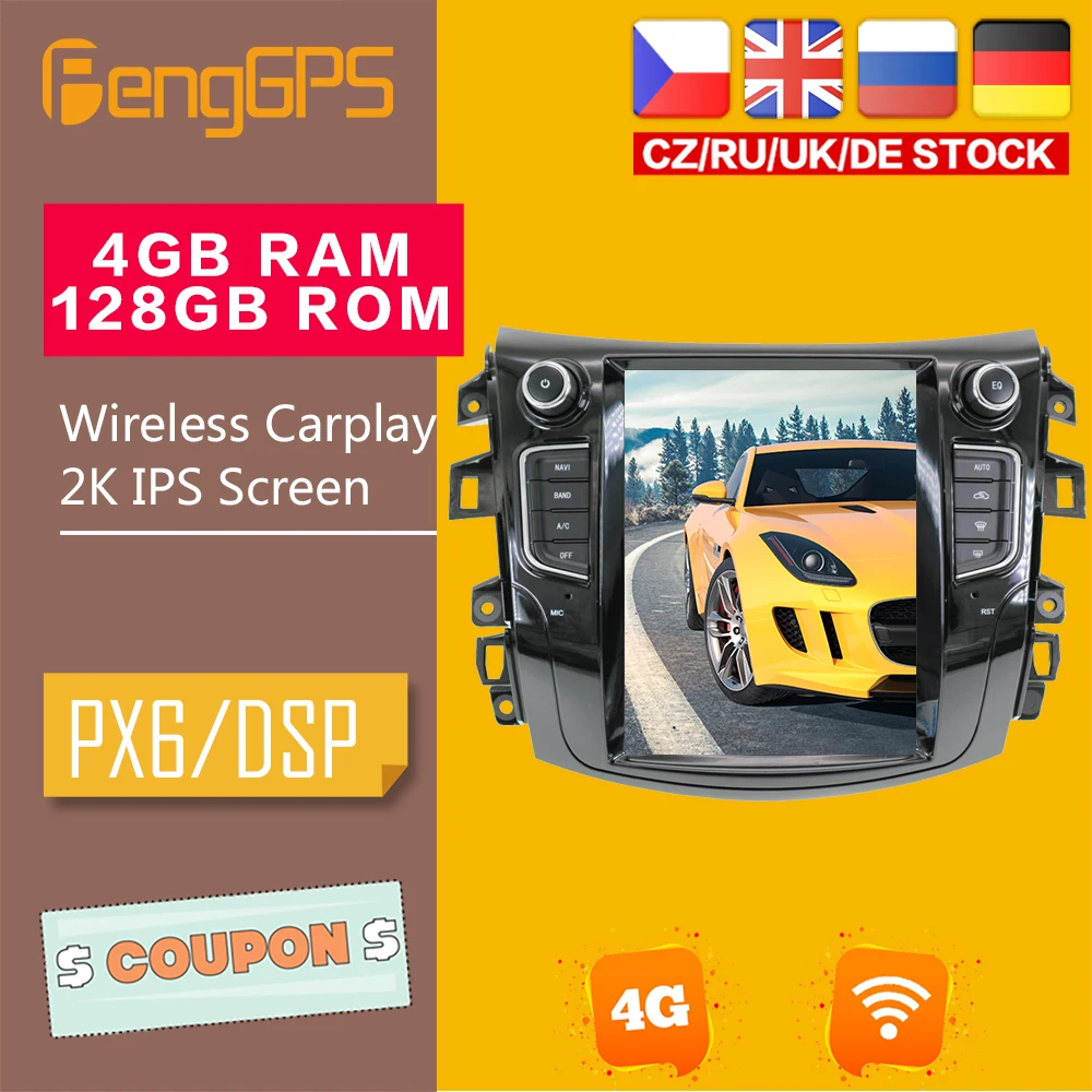 

Автомагнитола PX6, 4G + 128G, для Nissan NP300, Navara 2014-2019, Android, DVD-плеер 2008-2015