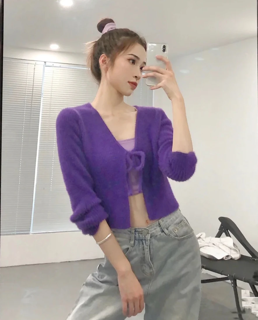 

Woman cardigan crop sweater