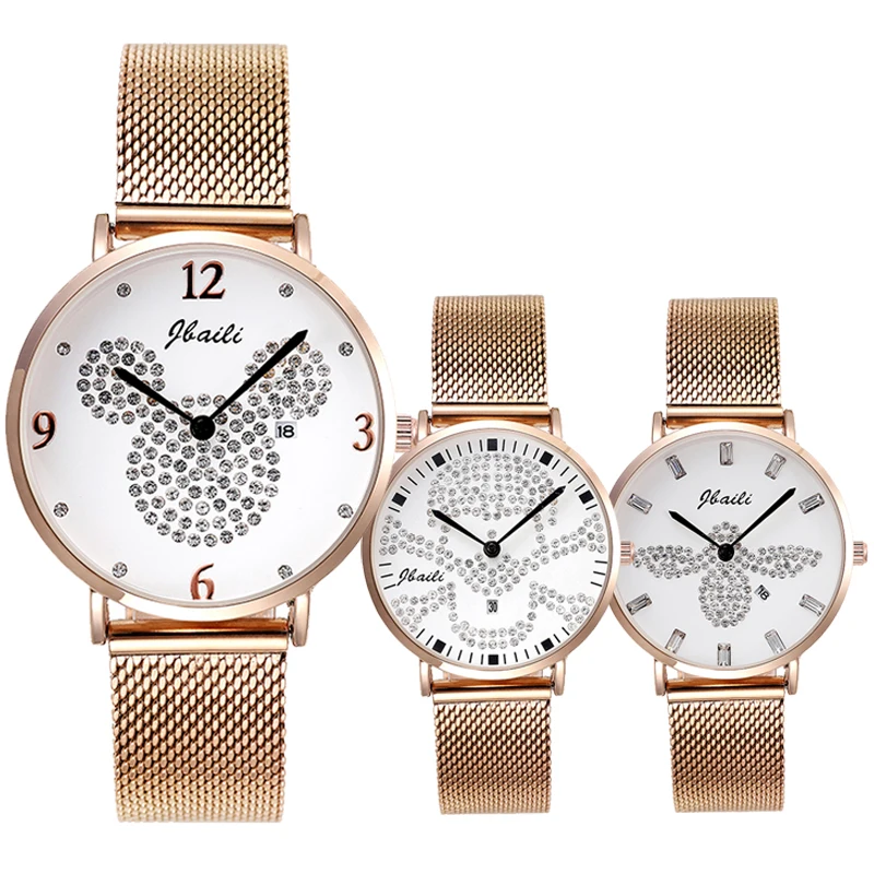 Розовое золото женские часы с кристальным циферблатом милые наручные женский