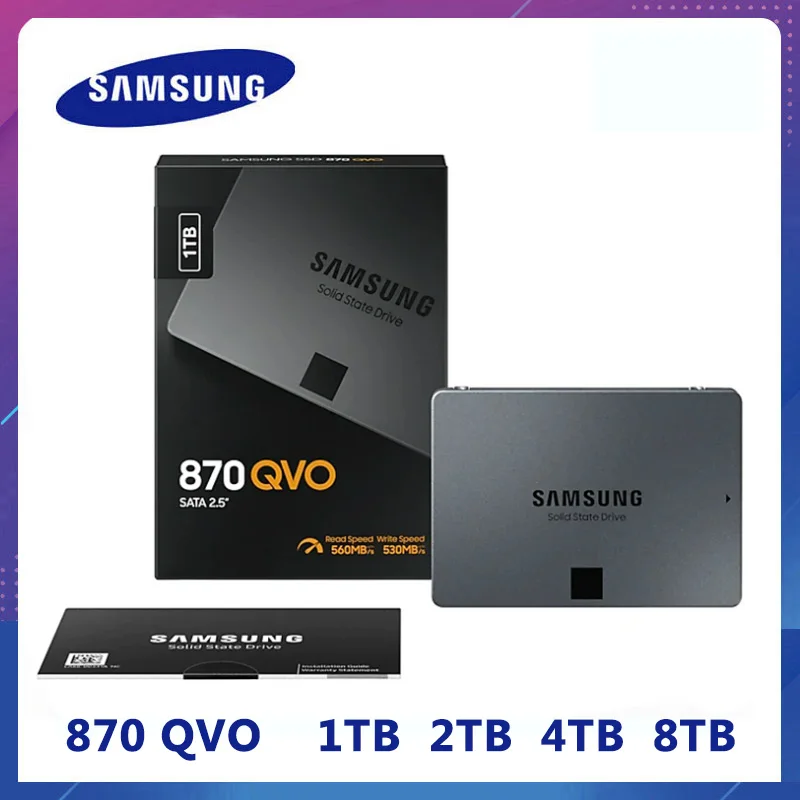 SAMSUNG Original SSD 870 QVO 1TB 2TB 4TB Internal Solid State Disk 8TB SATA 3 HDD Hard Drive Laptop Desktop PC TLC Hard Drive